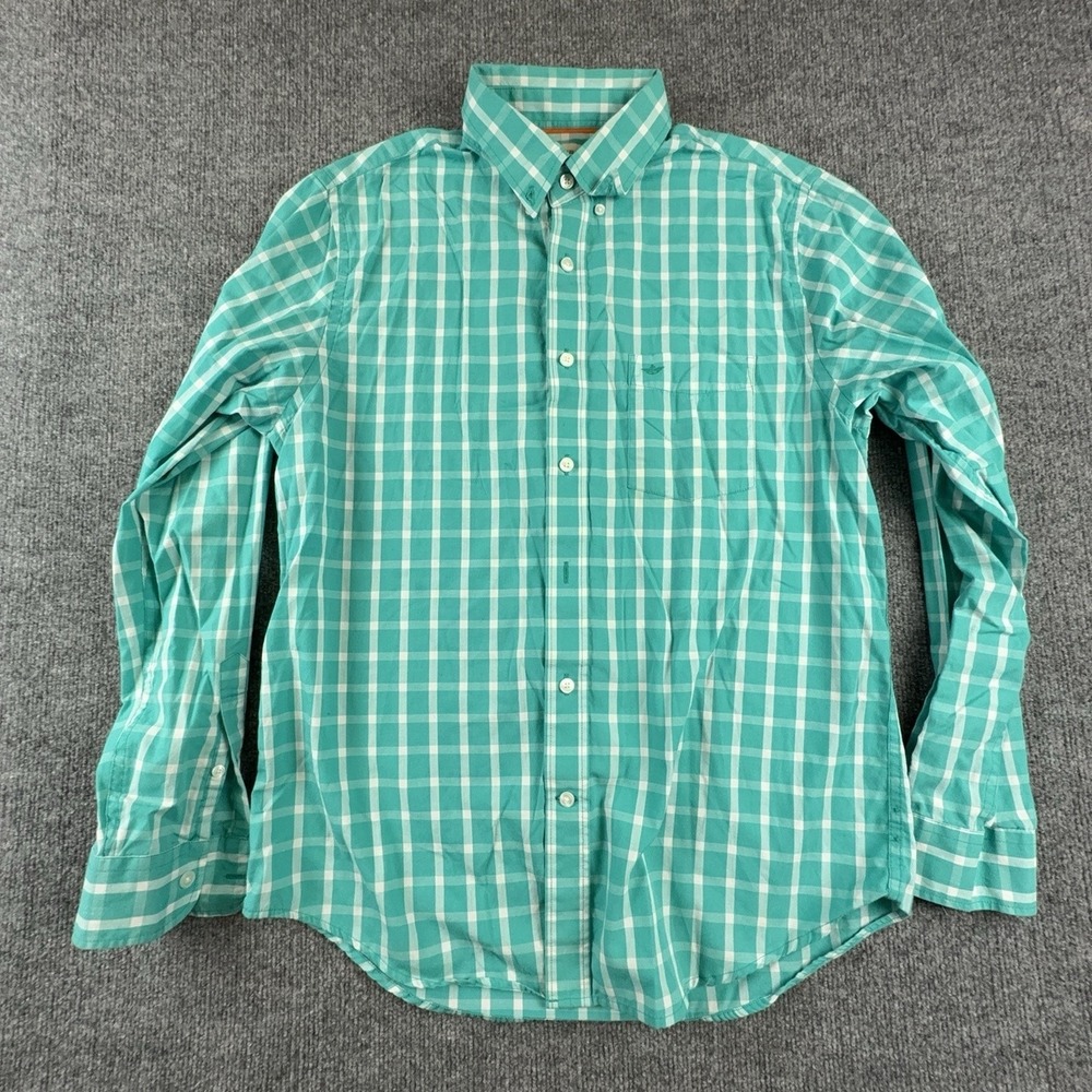 Dockers Shirt Mens Medium Green Plaid Long Sleeve Button Down Casual Woven